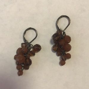 Brown dangly beaded earrings